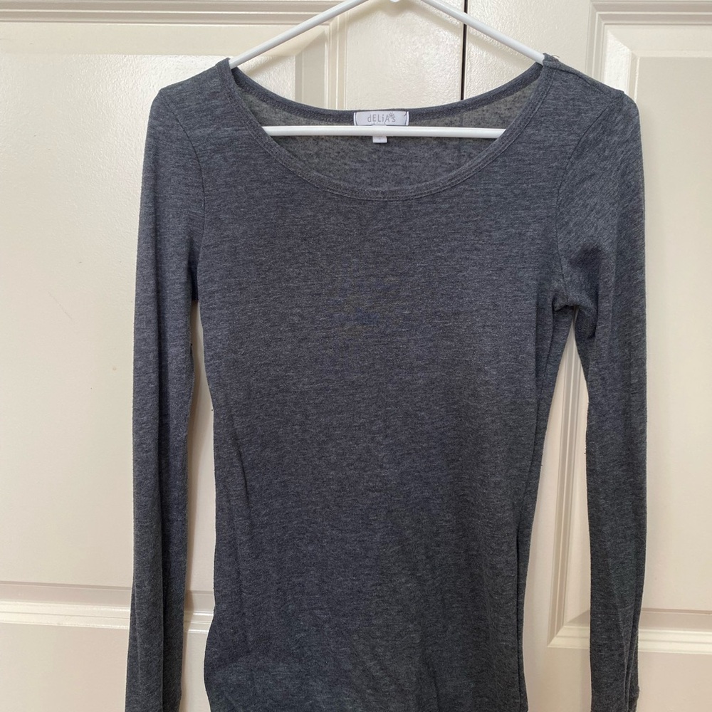 dELiA*s Charcoal Long Sleeve Top